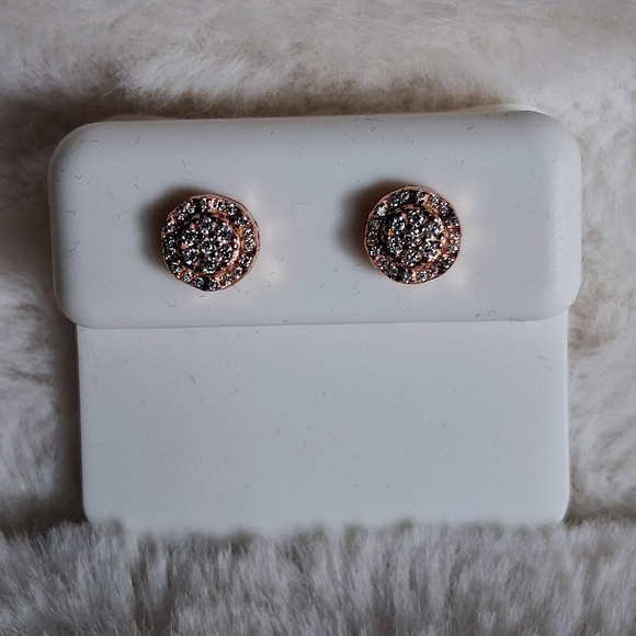 925 Rose Gold Plated Moissanite Screw Back Srud Earrings